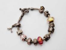 Loaded vintage Chamilia bead & charm bracelet, sterling silver