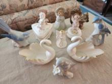 Vintage collectible lot: figurines, Lenox swans