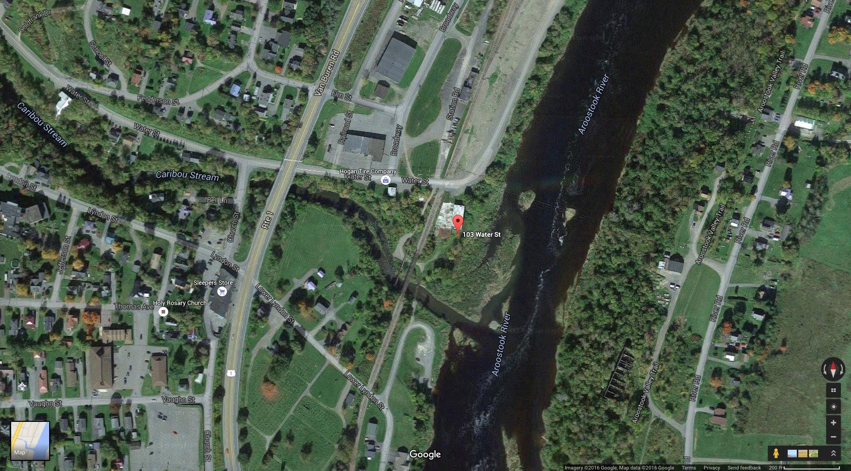 Warehouse and Fishing Hole Right on the Aroostook River!