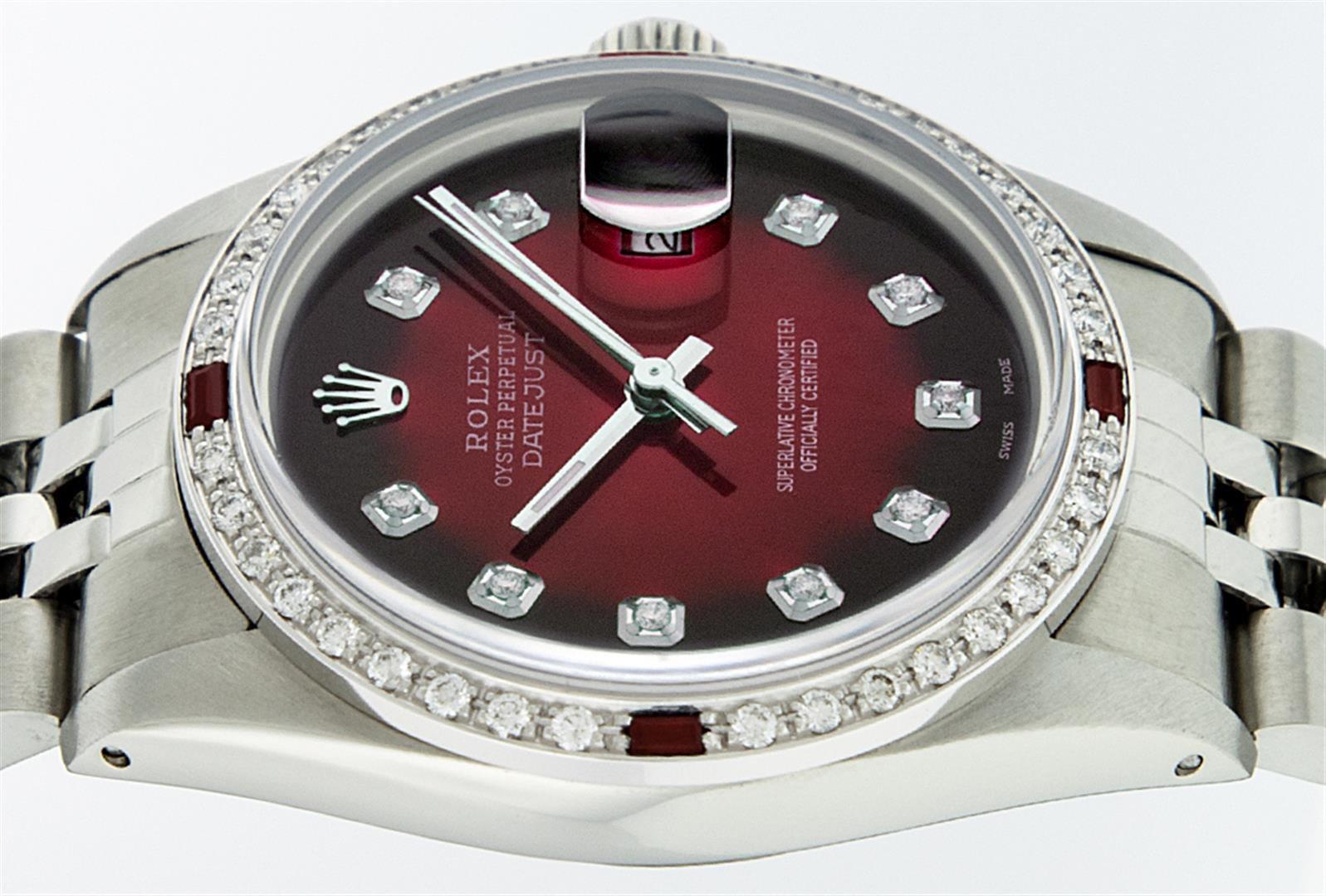 Rolex Stainless Steel 1.00 ctw Diamond and Ruby DateJust Men's Watch