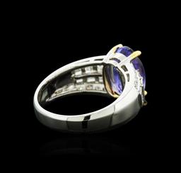 14KT Two-Tone Gold 3.91 ctw Tanzanite and Diamond Ring