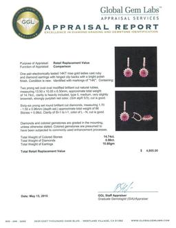 14KT Rose Gold 14.74 ctw Ruby and Diamond Earrings