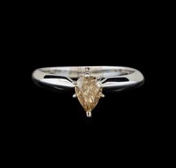14KT White Gold 0.76 ctw Pear Cut Fancy Brown Diamond Solitaire Ring