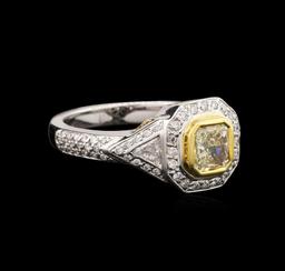 18KT Two-Tone Gold 1.23 ctw Fancy Light Yellow Diamond Ring