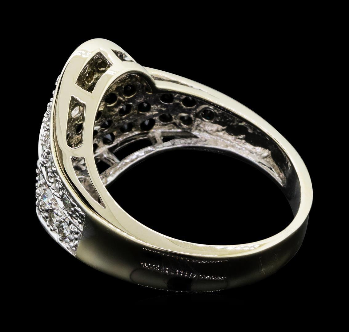 0.90 ctw White and Black Diamond Ring - 14KT White Gold