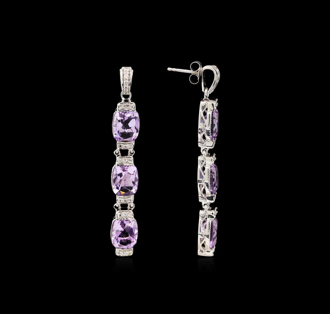 Crayola 15.60 ctw Pink Amethyst and White Sapphire Earrings - .925 Silver