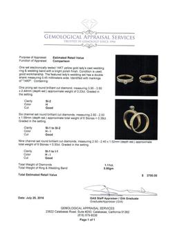 1.11 ctw Diamond Wedding Ring Set - 14KT Yellow Gold