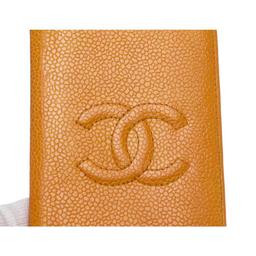 Chanel Orange Caviar Leather CC Logo Small Bifold Cardholder Wallet