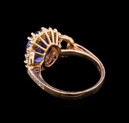 14KT Rose Gold 4.13 ctw Tanzanite and Diamond Ring