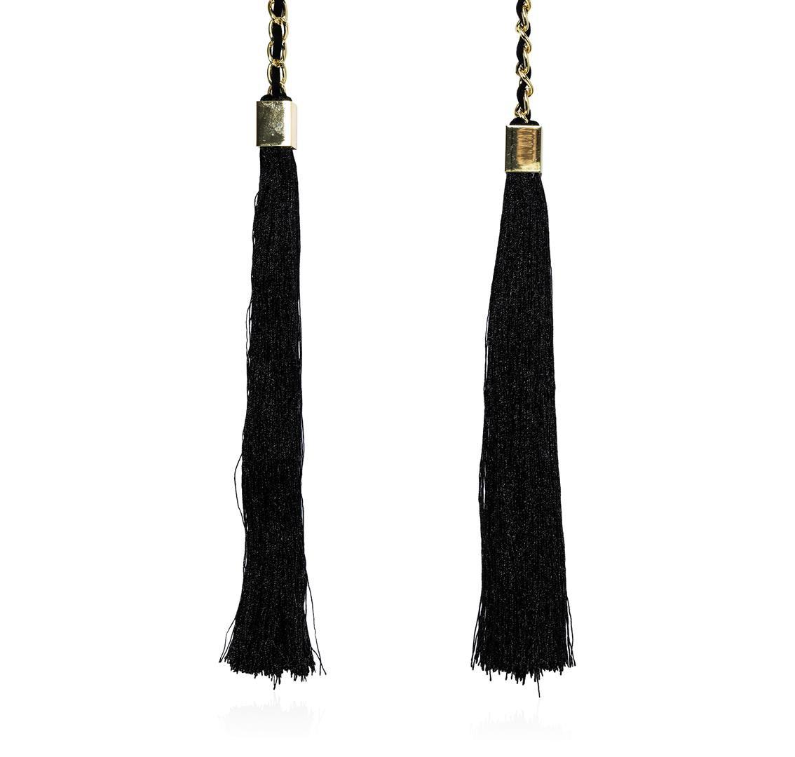 Double Silk Tassel Braided Necklace - Gold Plated