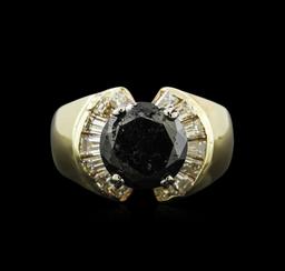 4.49 ctw Black Diamond Ring - 14KT Yellow Gold