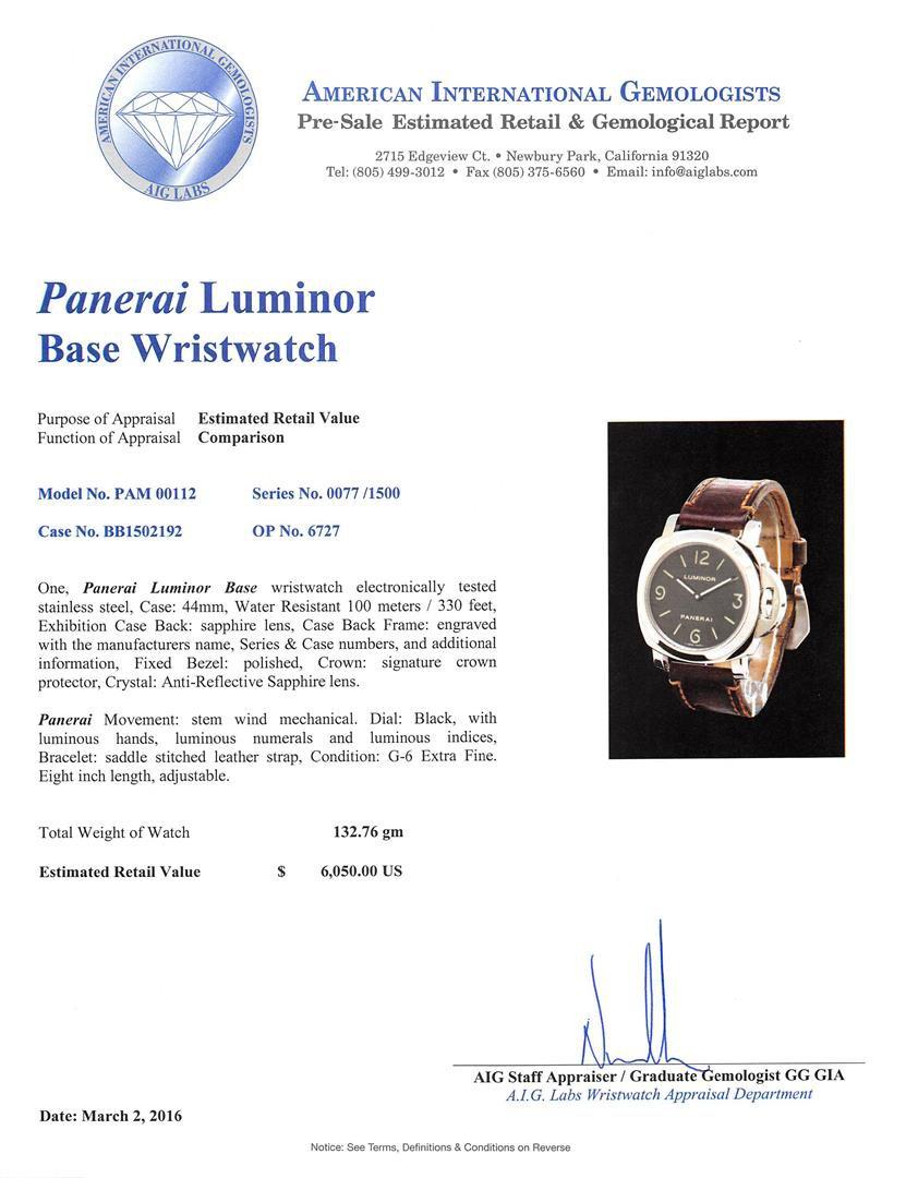 Panerai Stainless Steel Luminor Base Watch