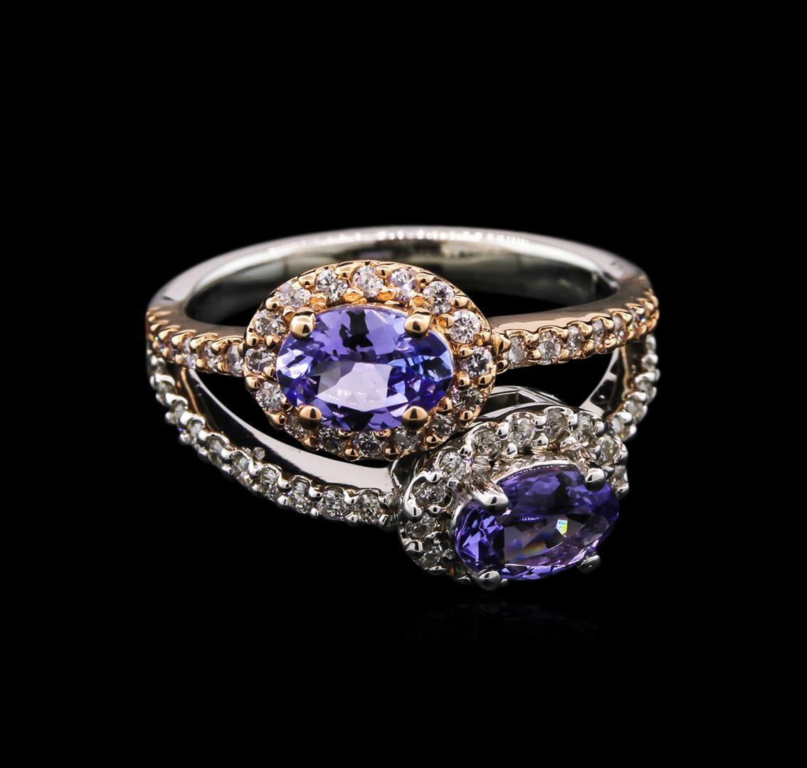 1.34 ctw Tanzanite and Diamond Ring - 14KT Two-Tone Gold