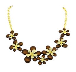 Flower Hand Painted Necklace - Gold Plated