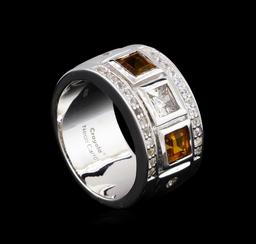 0.54 ctw Citrine and White Sapphire Ring - .925 Silver