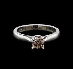 14KT White Gold 0.67 ctw Round Cut Fancy Brown Diamond Solitaire Ring