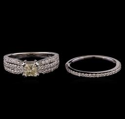 1.40 ctw Diamond Wedding Ring Set - 14KT White Gold