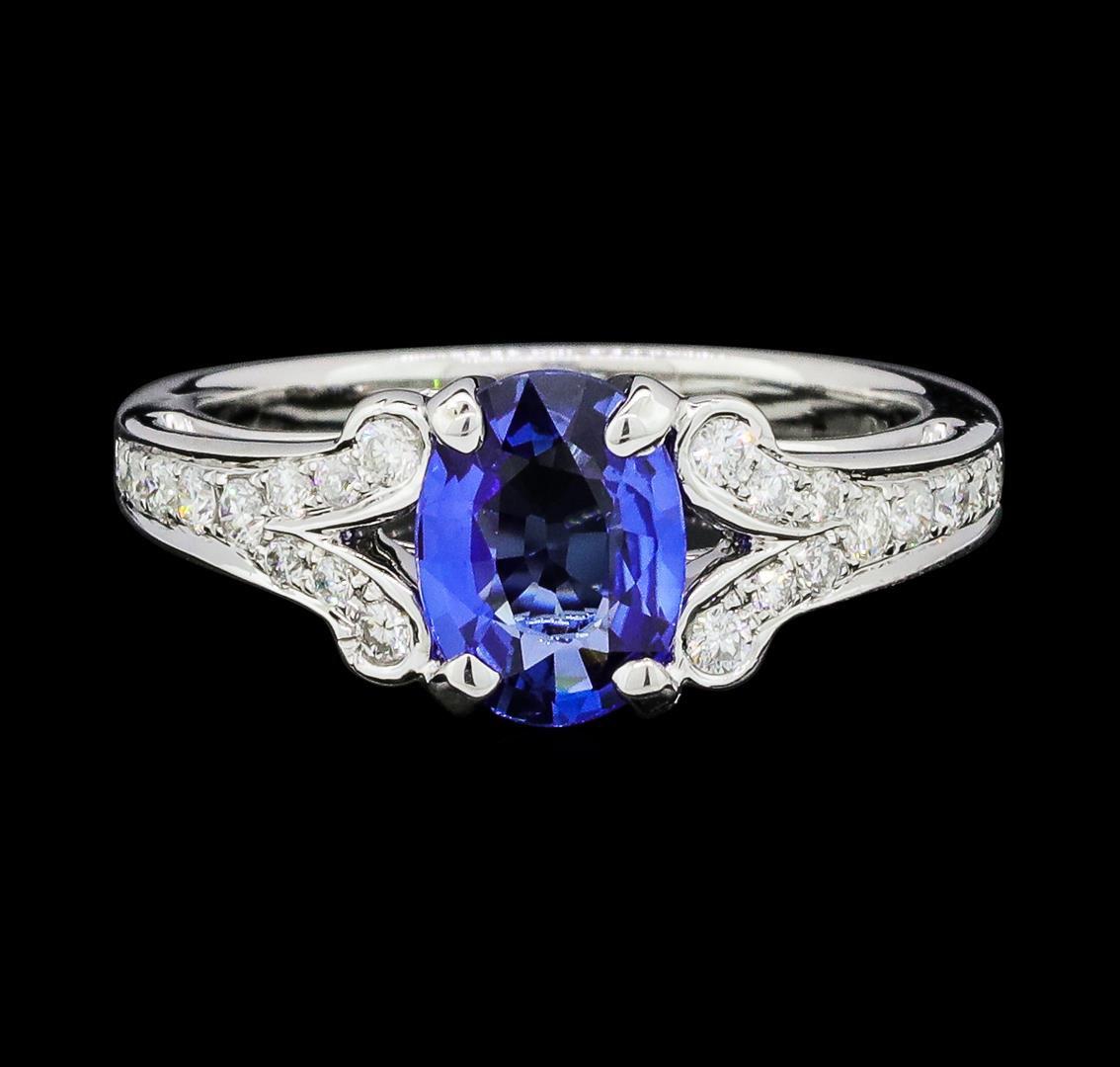 1.32 ctw Sapphire and Diamond Ring - 18KT White Gold