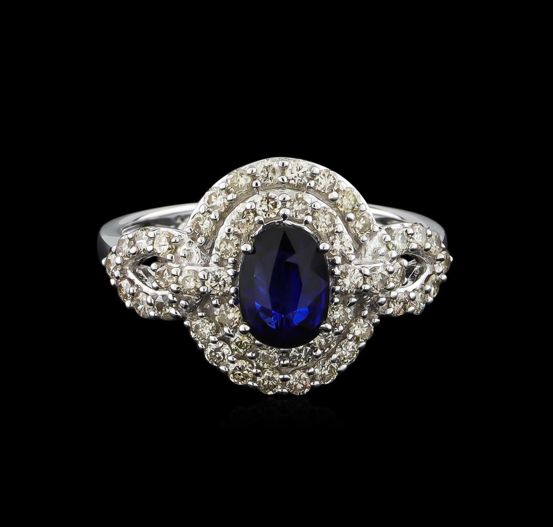 14KT White Gold 1.02 ctw Sapphire and Diamond Ring