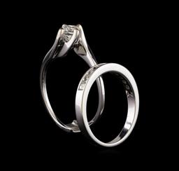 0.60 ctw Diamond Wedding Ring Set - 14KT White Gold