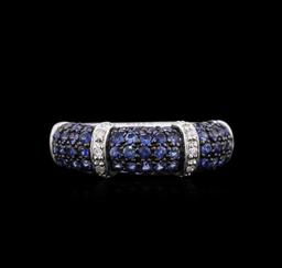 10KT White Gold 1.06 ctw Blue Sapphire and Diamond Ring