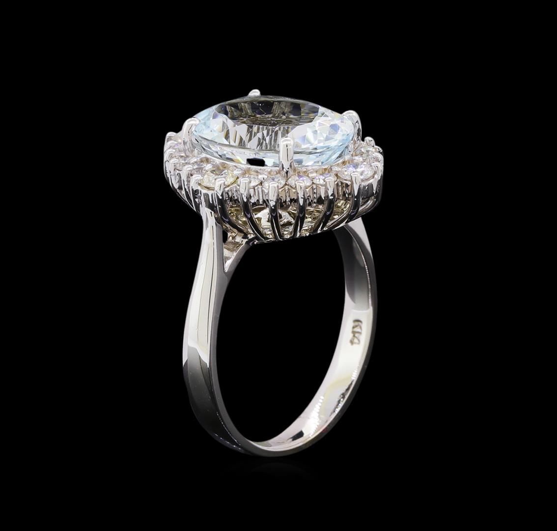 4.68 ctw Aquamarine and Diamond Ring - 14KT White Gold