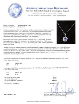 14KT White Gold 3.14 ctw Tanzanite and Diamond Pendant With Chain