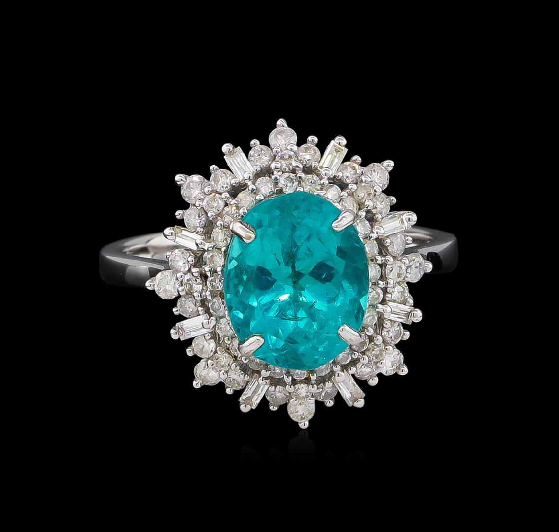 3.03 ctw Apatite and Diamond Ring - 14KT White Gold