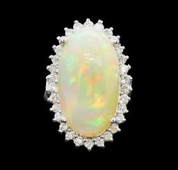 15.46 ctw Opal and Diamond Ring - 14KT White Gold