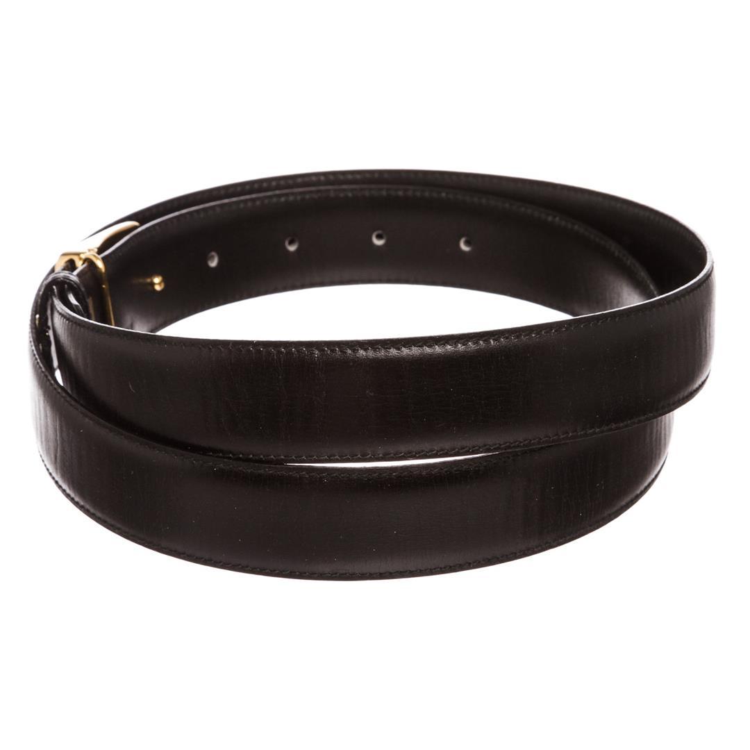 Dunhill Black Leather Gold Buckle Belt