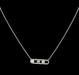 0.64 ctw Blue Diamond Necklace - 14KT White Gold