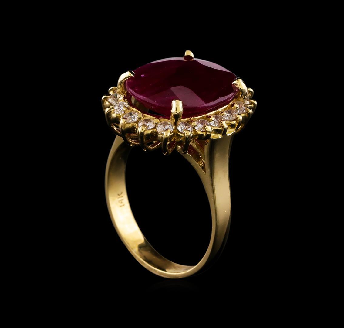 GIA Cert 6.96 ctw Ruby and Diamond Ring - 14KT Yellow Gold