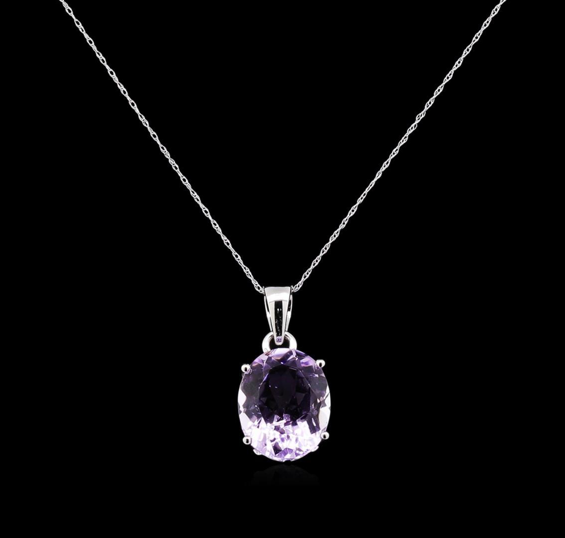 Crayola 7.90 ctw Pink Amethyst Pendant With Chain - 14K White Gold