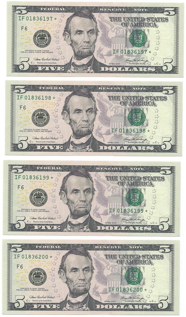 (10) Consecutive 2006 $5 FRN Star Notes CHCU