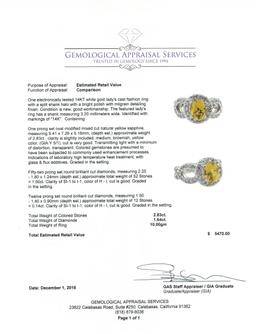 4.47 ctw Yellow Sapphire And Diamond Ring - 14KT White Gold