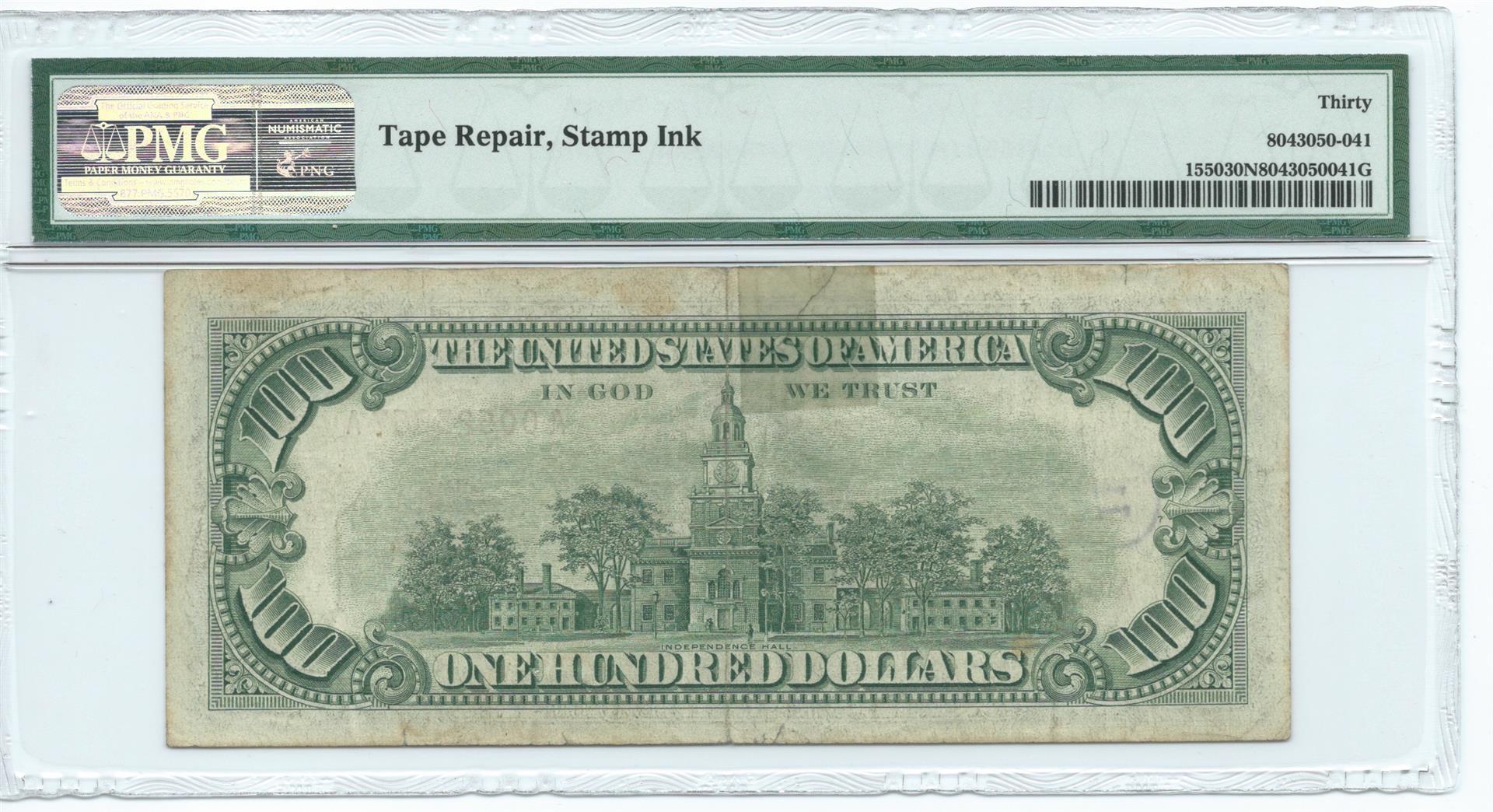 1966 $100 Legal Tender Note PMG Very Fine 30 Net