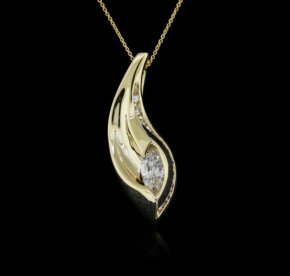 1.49 ctw Diamond Pendant With Chain - 14KT Yellow Gold