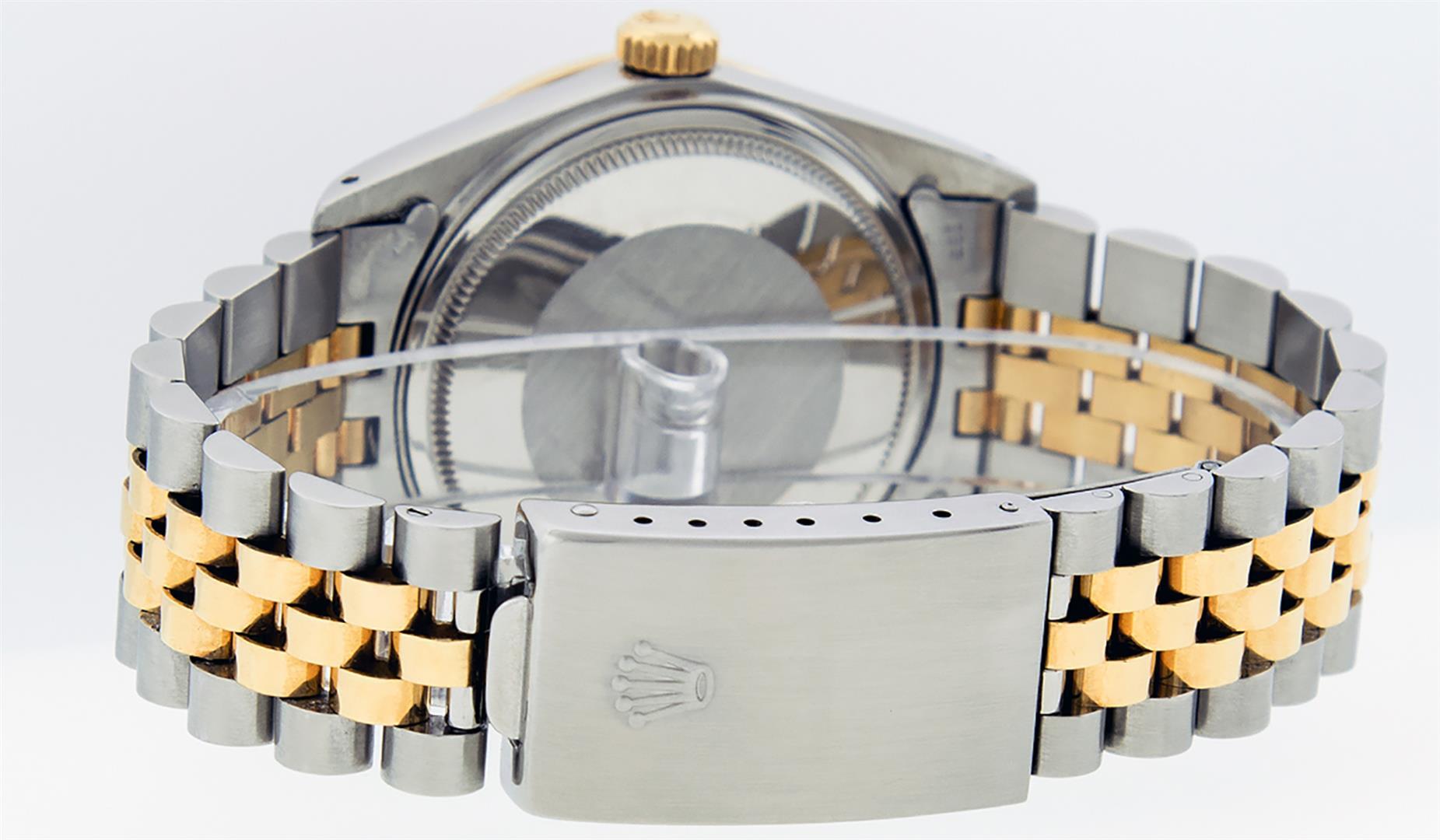 Rolex Mens 2 Tone 14K Brown Diamond & Emerald 36MM Datejust Wristwatch