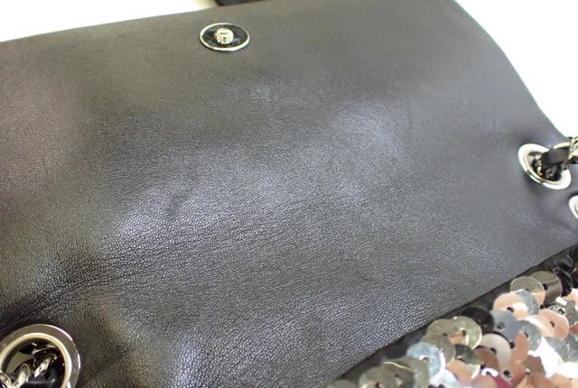 Chanel Black Silver-tone Sequin Leather Summer Night Single Flap Shoulder Bag