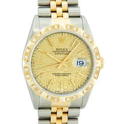 Rolex Mens 2T Yellow Gold And Stainless Steel Champagne Jubilee Dial 18K Diamond