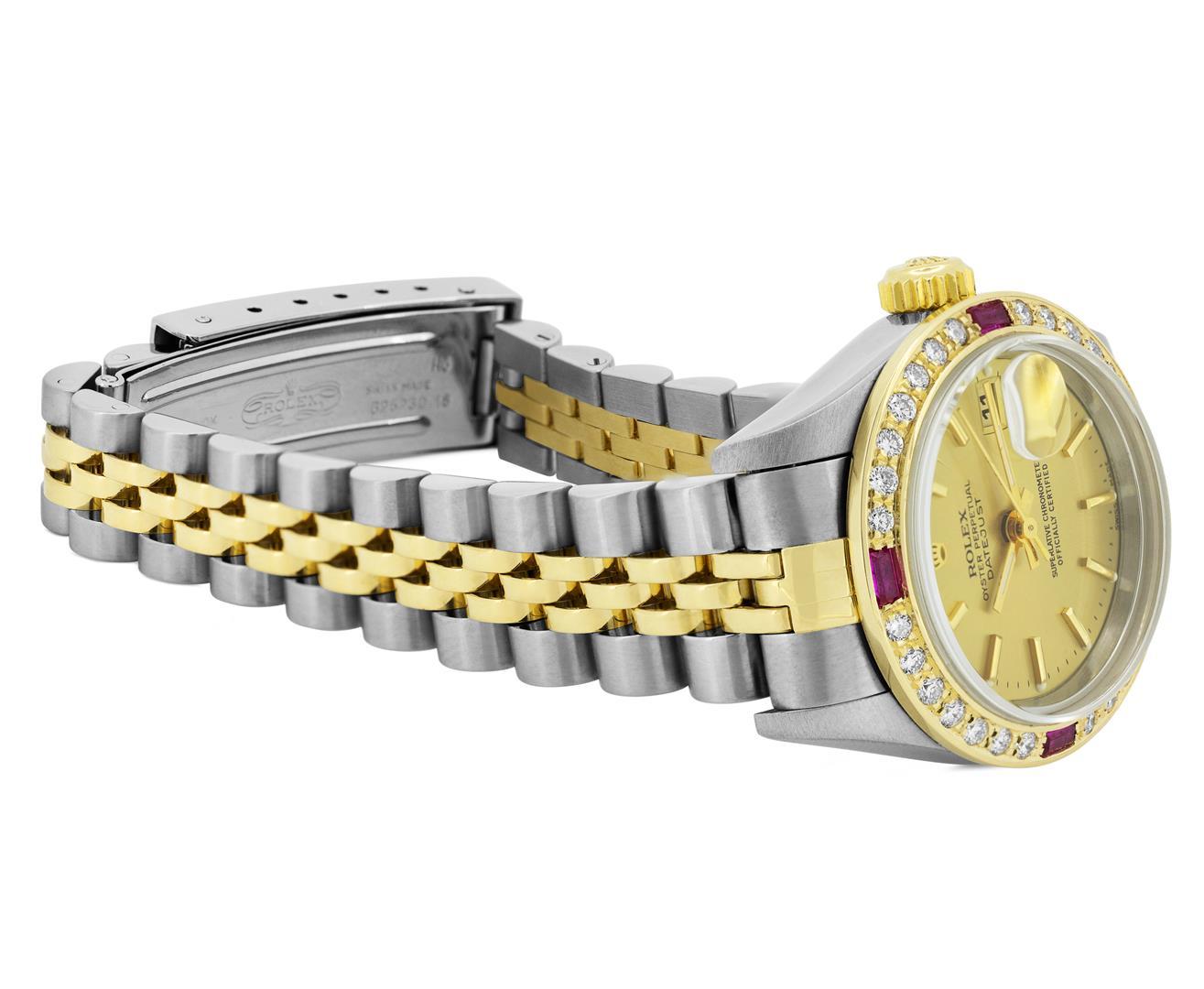 Rolex Quickset Ladies 2Tone 18K Gold Diamond Bezel Datejust Wristwatch With Role