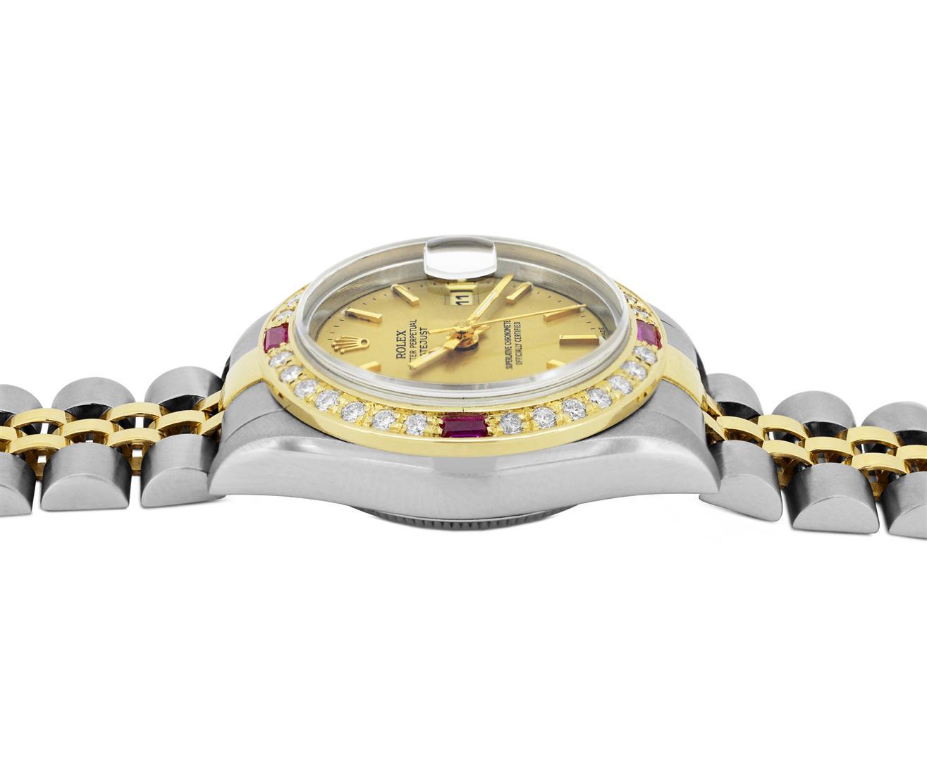 Rolex Quickset Ladies 2Tone 18K Gold Diamond Bezel Datejust Wristwatch With Role