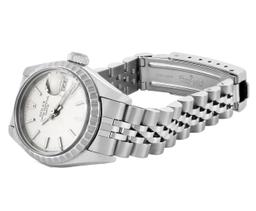 Rolex Ladies Quickset Stainless Steel Silver Index Engine Turn Bezel Date Watch