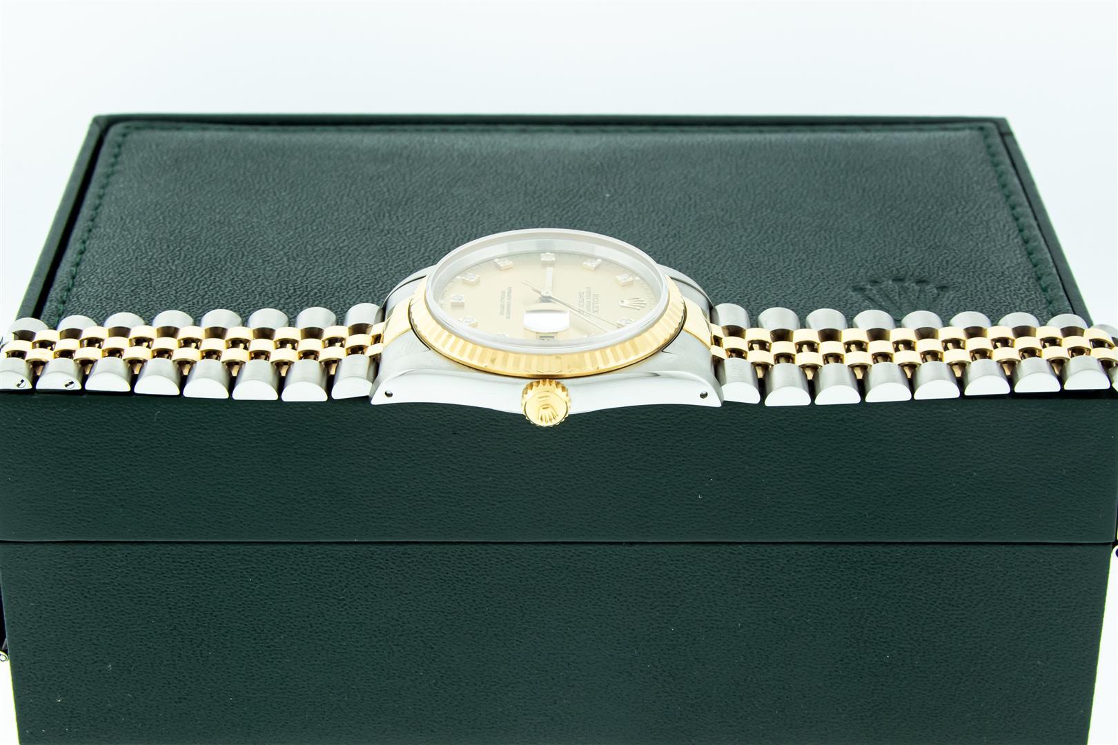 Rolex Mens Sapphire 2T Factory VVS Champagne Diamond 36mm With Rolex Box