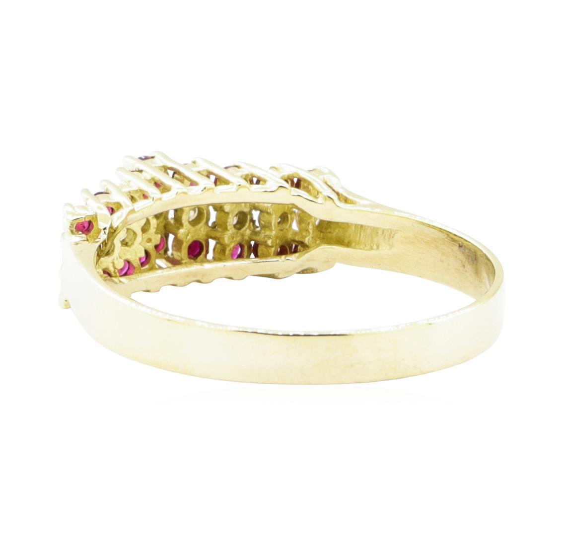 0.70 ctw Ruby and Diamond Ring - 14KT Yellow Gold