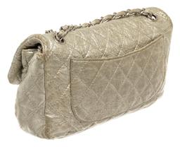 Chanel Silver Crinkle Flap Shoulder Bag