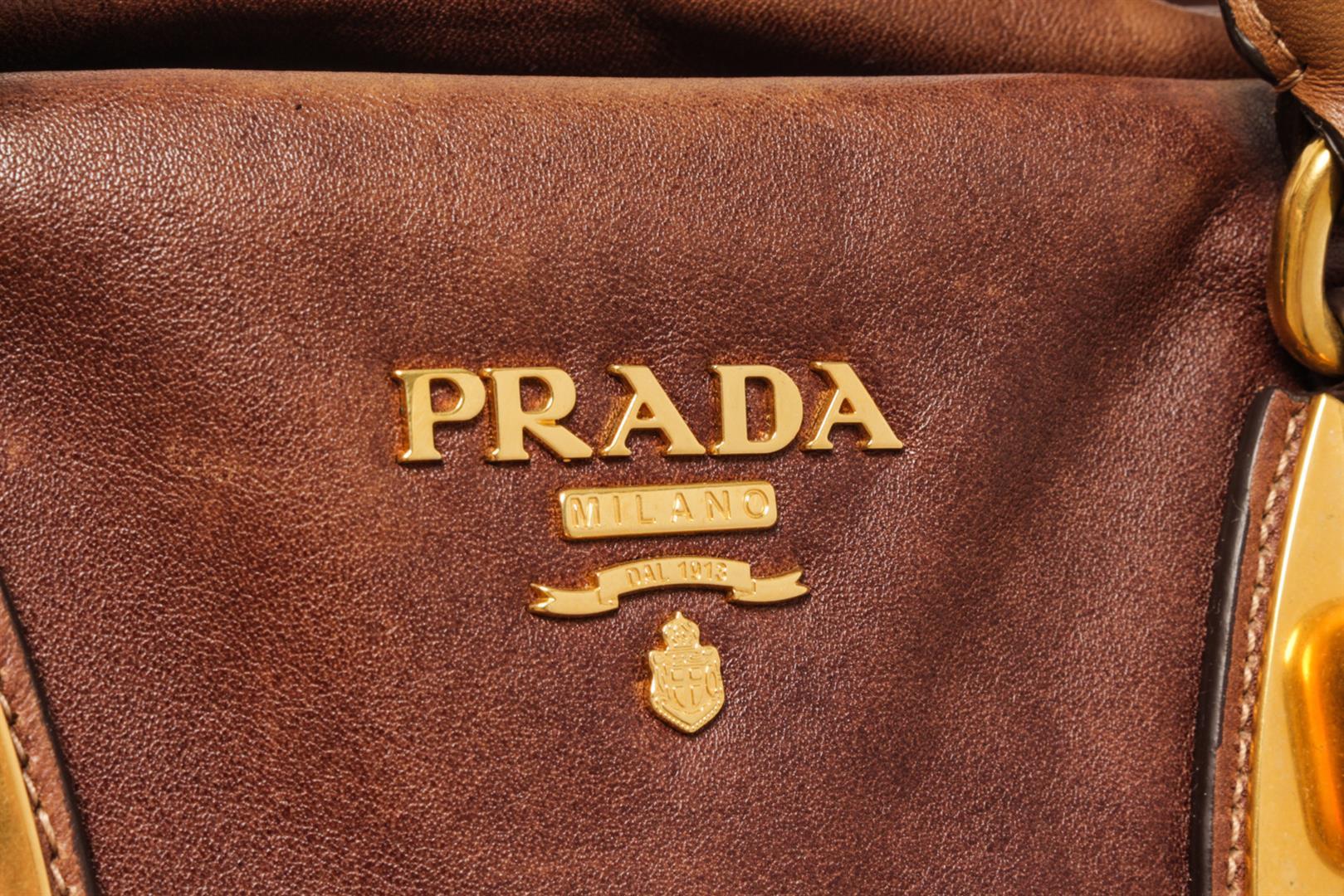 Prada Brown Leather 2 Way Bag
