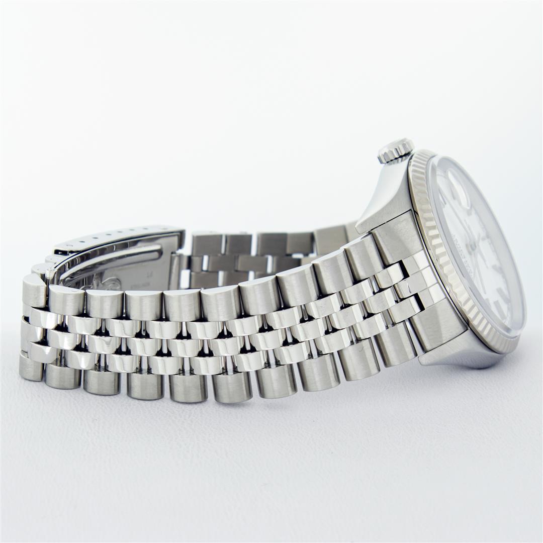 Rolex Mens Quickset Stainless Steel Sapphire Crystal White Index Datejust Wristw