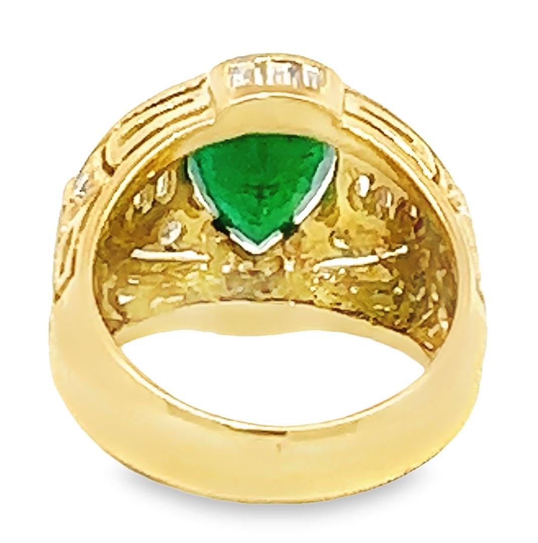 2.64 ctw Emerald and 1.50 ctw Diamond Ring - 18KT Yellow Gold
