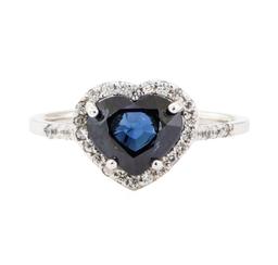2.66 ctw Sapphire And Diamond Ring - 18KT White Gold